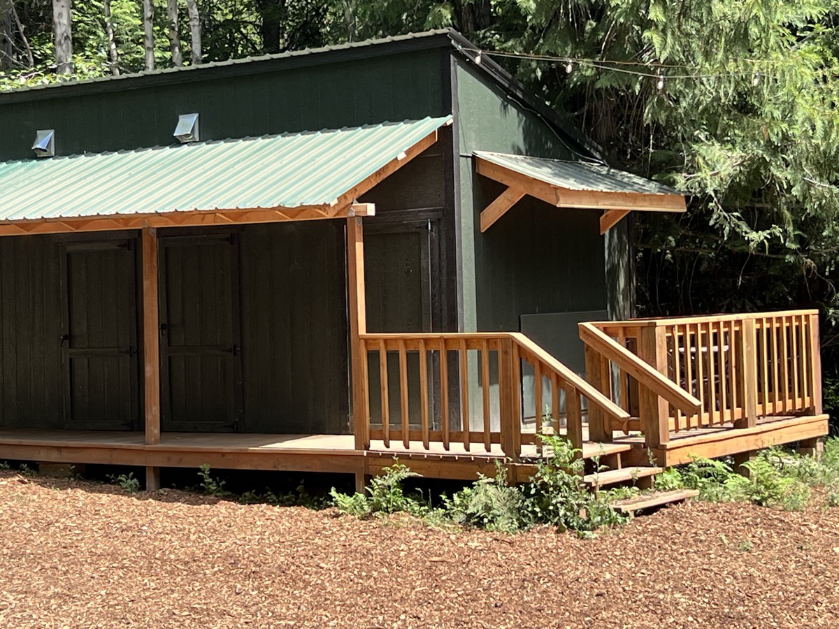 The bathhouse with covered deck